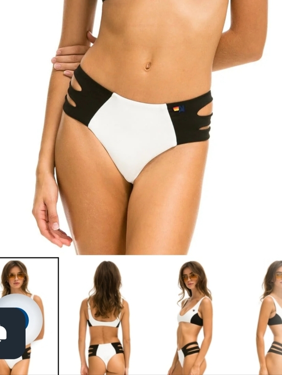 Aviator Nation Other - Aviator Nation S High Waisted Side Cut Out Color Block Cheeky Bikini Bottom -&-